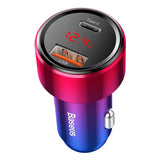 Baseus Magic USB + USB-C QC 4.0 PD 45W biloplader (rød-blå).