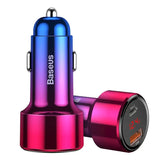Baseus Magic USB + USB-C QC 4.0 PD 45W biloplader (rød-blå).