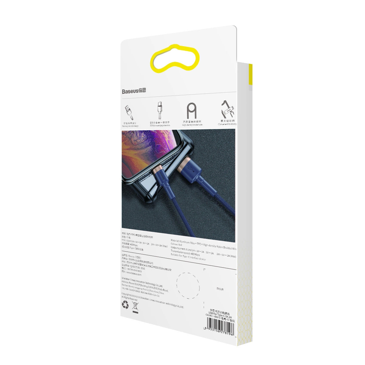 Baseus Cafule USB-A / Lightning 2.4A QC 3.0 kabel 1 m - blå-guld