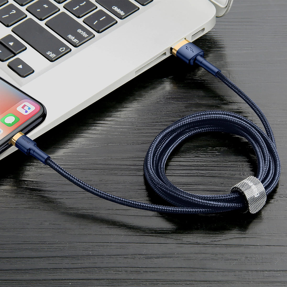 Baseus Cafule USB-A / Lightning 2.4A QC 3.0 kabel 1 m - blå-guld