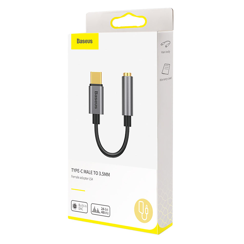 Baseus L54 adapter til USB-C hovedtelefoner / mini jack 3,5 mm DAC 24 bit 48 KHz - grå