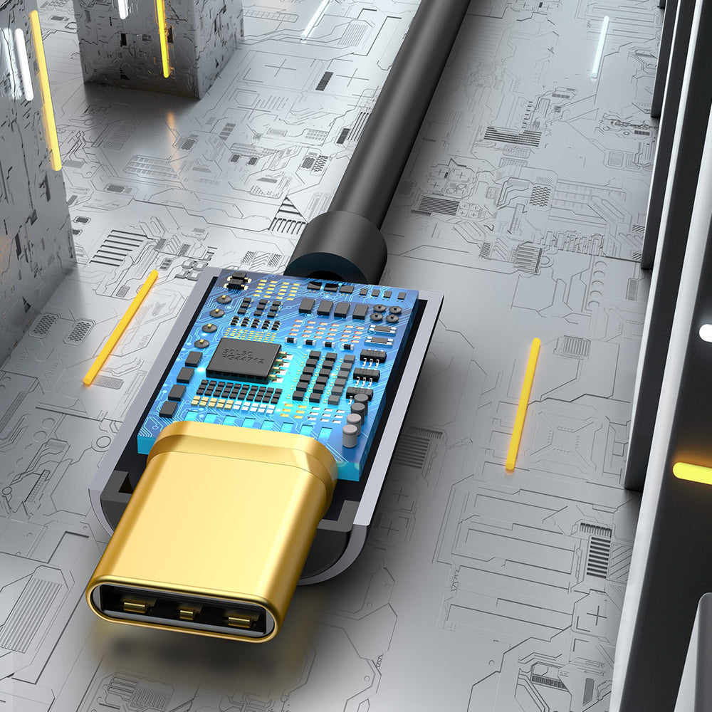 Baseus L54 adapter til USB-C hovedtelefoner / mini jack 3,5 mm DAC 24 bit 48 KHz - grå