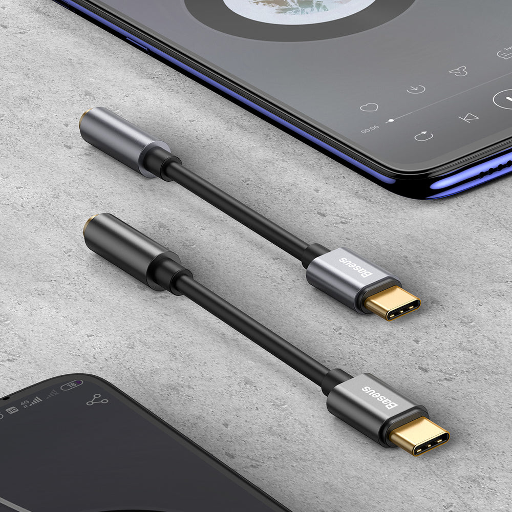 Baseus L54 adapter til USB-C hovedtelefoner / mini jack 3,5 mm DAC 24 bit 48 KHz - grå