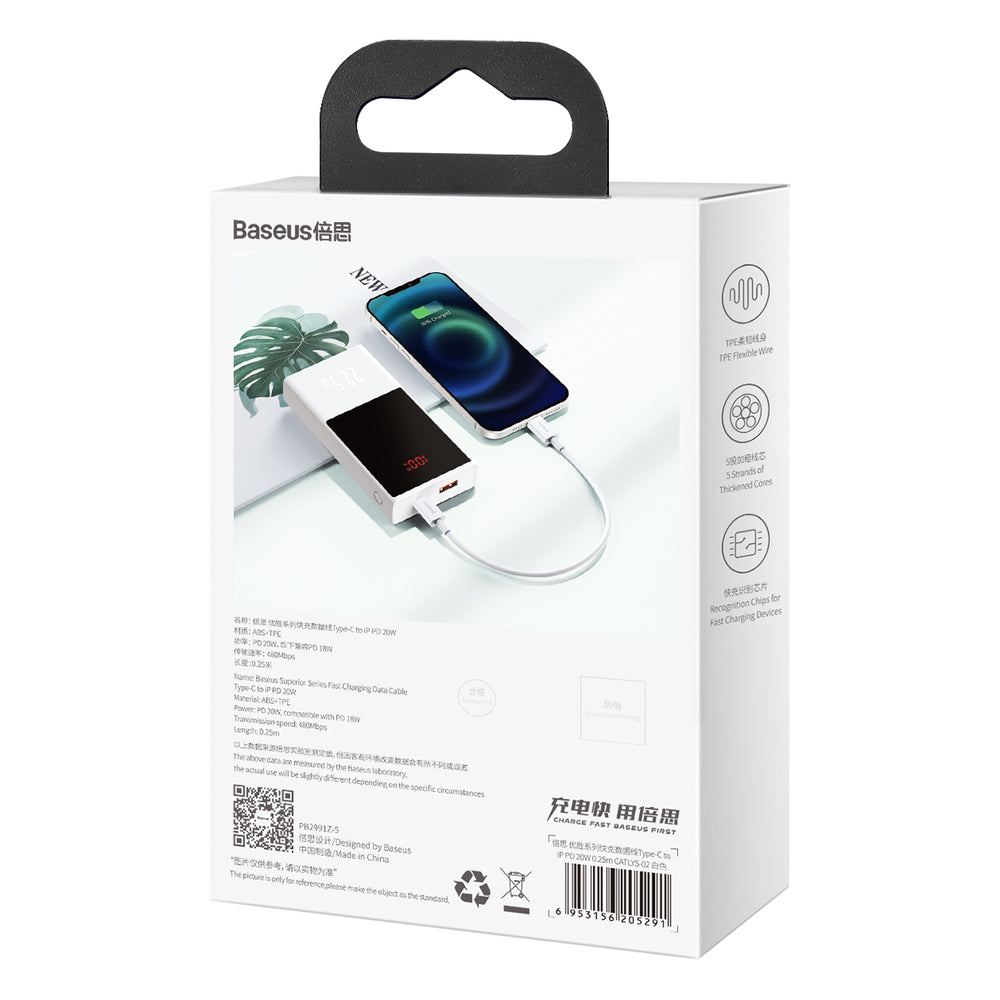 Baseus Superior Series USB-C / Lightning PD 20W 2 m kabel - hvid