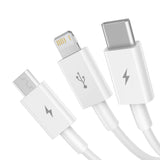 Baseus Superior Series USB-A - USB-C / Lightning / micro USB 3.5A kabel 1m - hvid