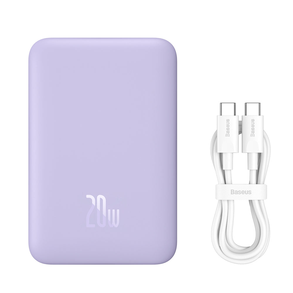 Baseus Magnetic Mini Inductive Powerbank 10000mAh 20W - Purple + USB-C - USB-C Cable