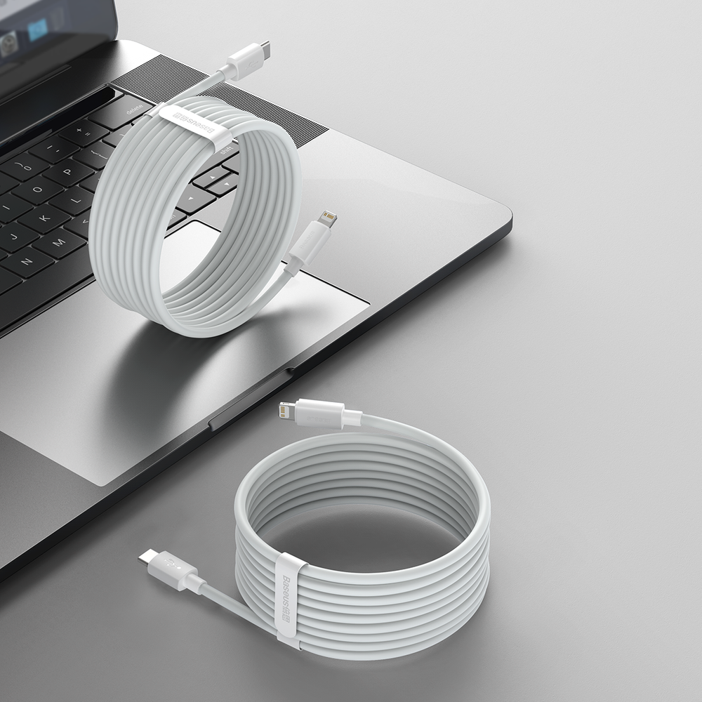 Baseus Simple Wisdom Lightning / USB-C Cable 20W 1.5 m 2 pcs - White