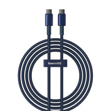 Baseus Tungsten Gold USB-C / USB-C 100W 2m kabel - marineblå