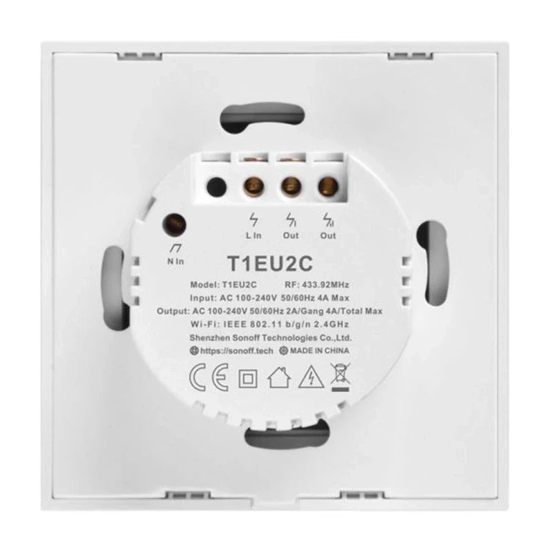 Smart Switch WiFi + RF 433 Sonoff T1 EU TX (2-kanal)