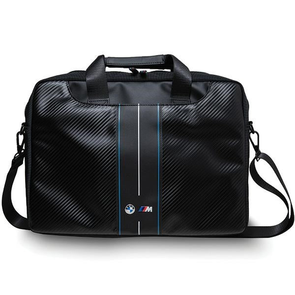 BMW Carbon & Blue Stripe taske til en 16&quot; laptop - sort