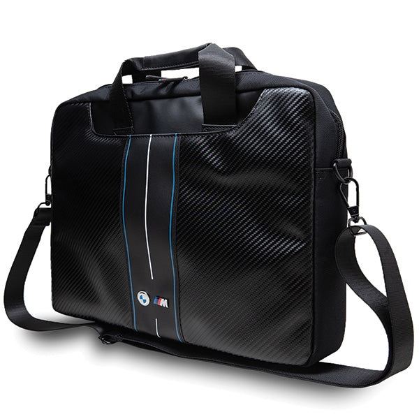 BMW Carbon & Blue Stripe taske til en 16&quot; laptop - sort