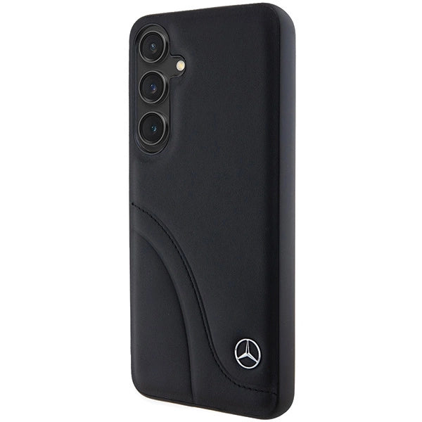 Mercedes læder Curved Stitches case til Samsung Galaxy S24+ - sort