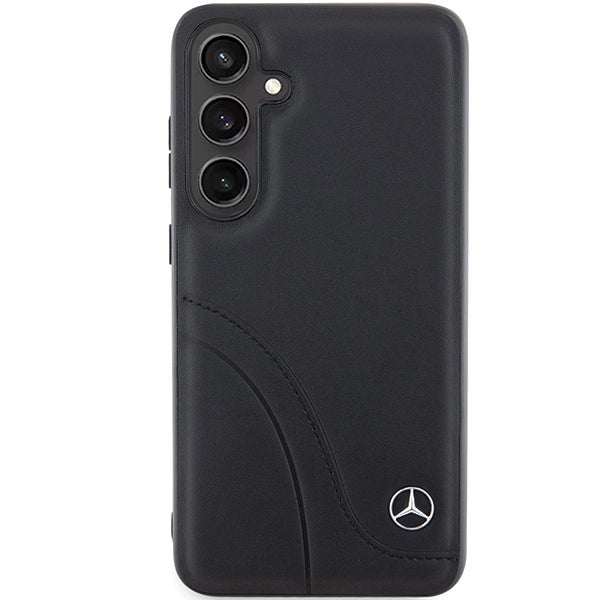 Mercedes læder Curved Stitches case til Samsung Galaxy S24+ - sort