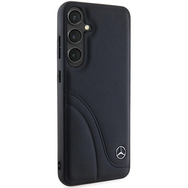Mercedes læder Curved Stitches case til Samsung Galaxy S24+ - sort