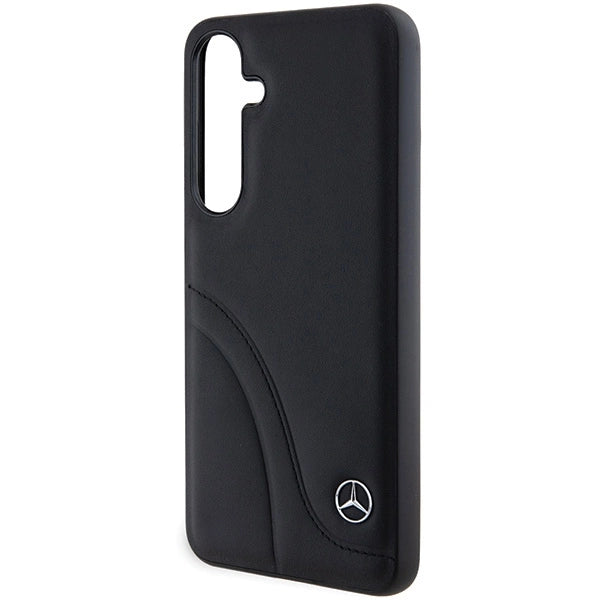 Mercedes læder Curved Stitches case til Samsung Galaxy S24+ - sort