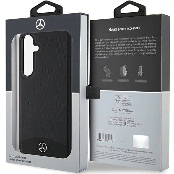 Mercedes læder tekstureret og almindeligt MagSafe-foder for Samsung Galaxy S24 - sort