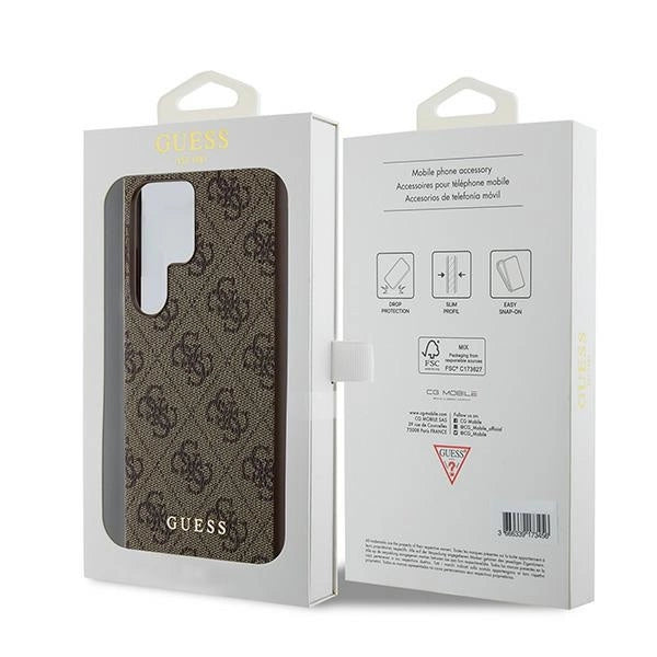 Guess 4G Metal Gold Logo-kasse til Samsung Galaxy S24 Ultra - brun