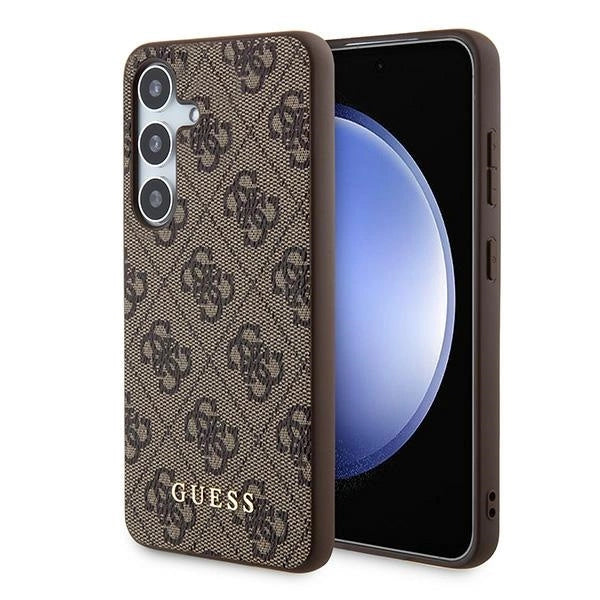 Guess 4G Metal Gold Logo-hylster til Samsung Galaxy S24 - brun