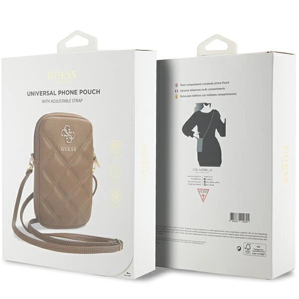Guess Zip Quilted 4G taske - brun