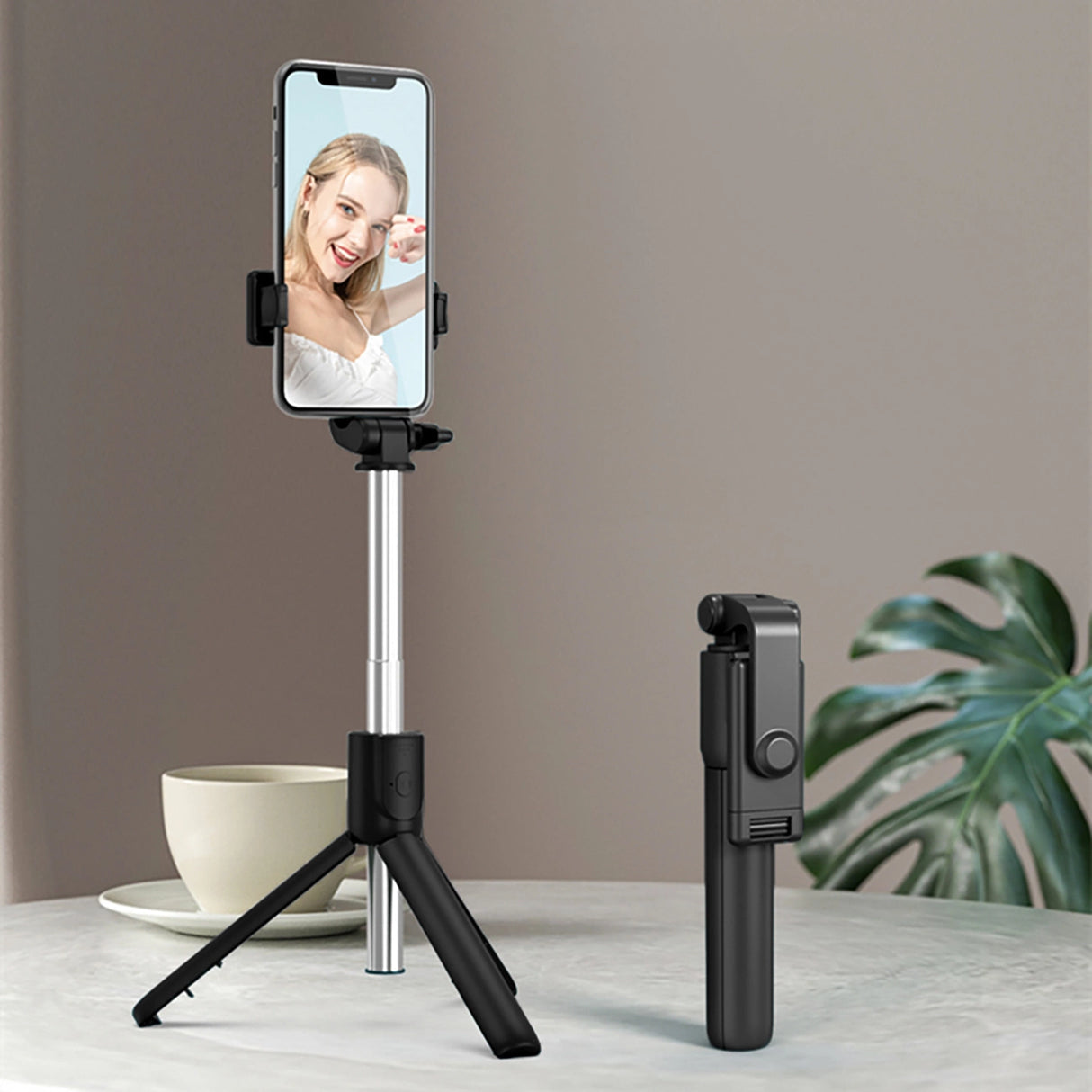 Selfie stick WRY1S teleskopisk stativ 0,7m til telefon - sort