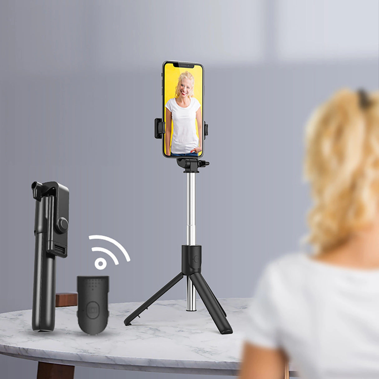 Selfie stick WRY1S teleskopisk stativ 0,7m til telefon - sort