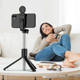Selfie stick WR1YXS teleskopisk stativ 0,71 m med rund lampe - sort