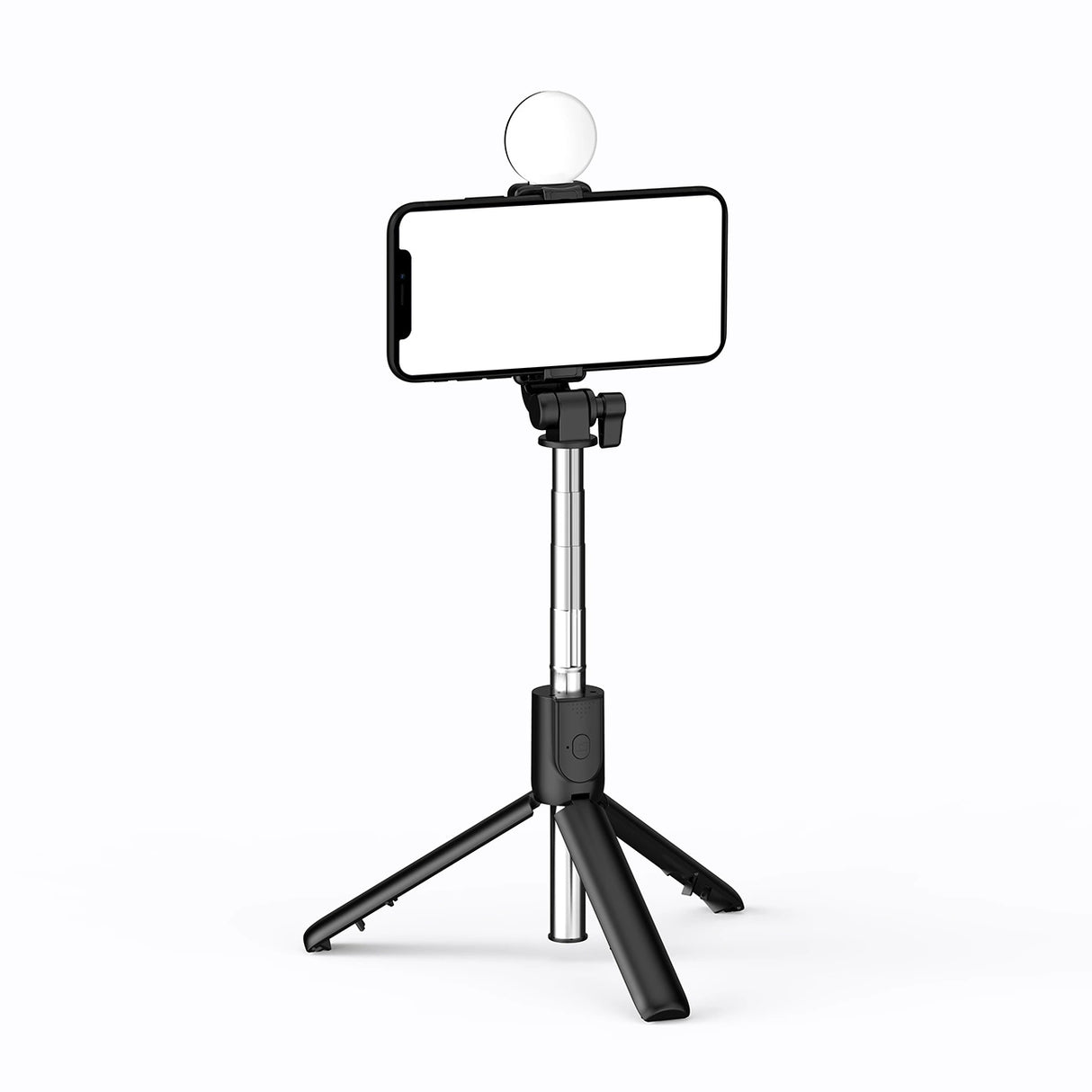 Selfie stick WR1YXS teleskopisk stativ 0,71 m med rund lampe - sort