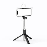 Selfie stick WR1YXS teleskopisk stativ 0,71 m med rund lampe - sort