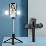 Selfie stick WR1YXS teleskopisk stativ 0,71 m med rund lampe - sort