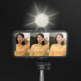 Selfie stick WH1YXS teleskopisk stativ 1m med rund lampe og telefonholder - sort