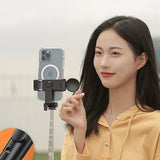 Selfie stick WH1YXS teleskopisk stativ 1m med rund lampe og telefonholder - sort