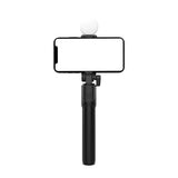Selfie stick WH1YXS teleskopisk stativ 1m med rund lampe og telefonholder - sort