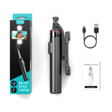 Selfie stick WC13YDS teleskopisk stativ 1,3 m med dobbelt lampe og telefonholder - sort