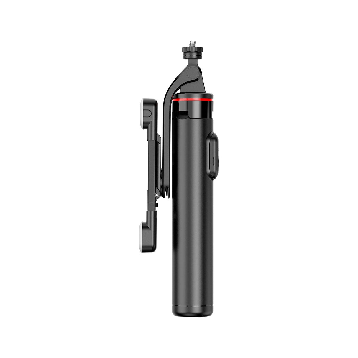 Selfie stick WC13YDS teleskopisk stativ 1,3 m med dobbelt lampe og telefonholder - sort