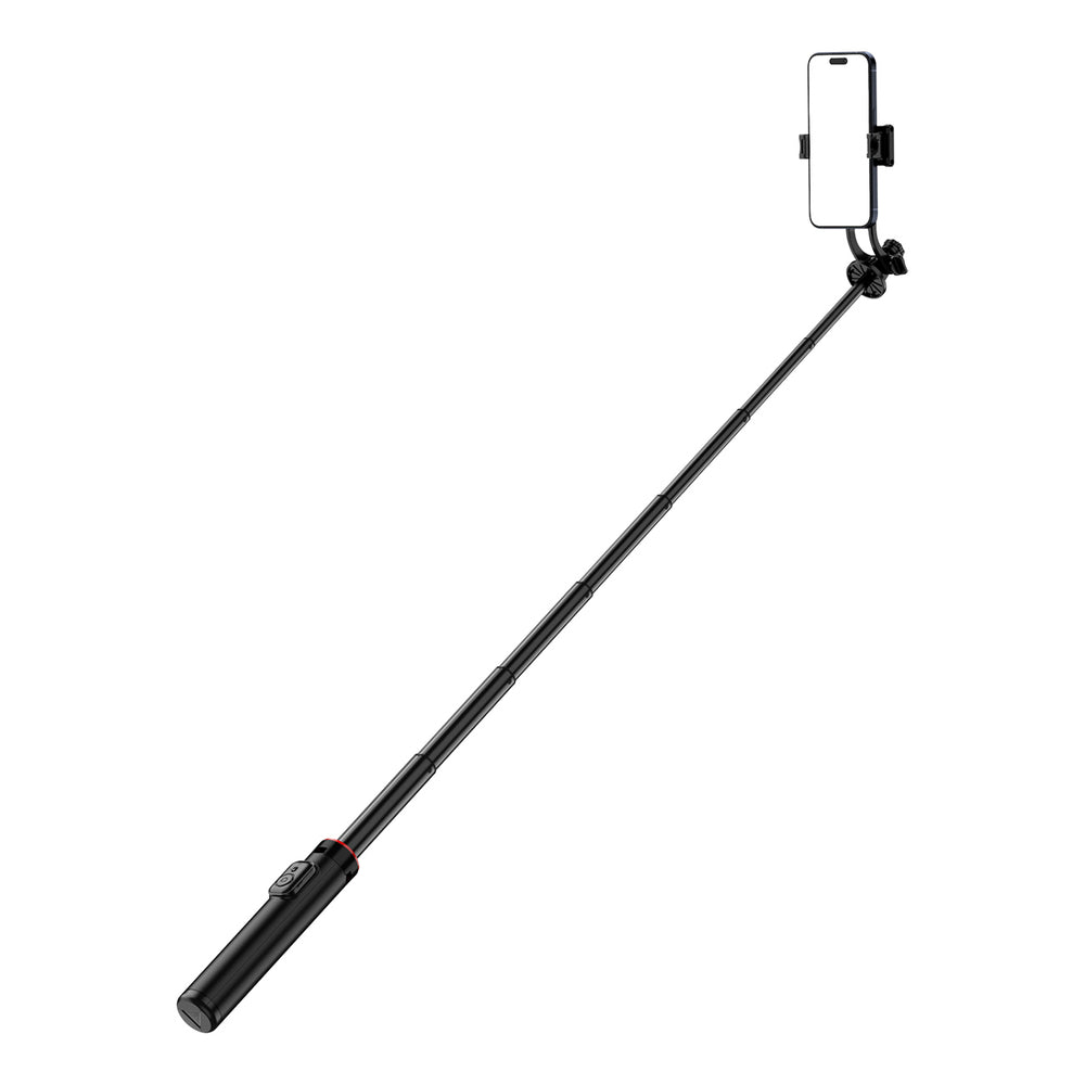 Selfie-stick WC1Y2S 1,3-meters teleskopisk stativ af aluminiumlegering med telefonholder - sort