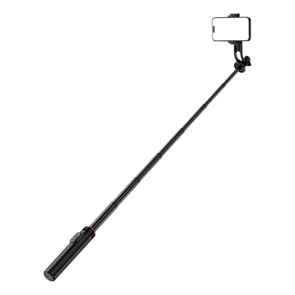 Selfie-stick WC1Y2S 1,3-meters teleskopisk stativ af aluminiumlegering med telefonholder - sort