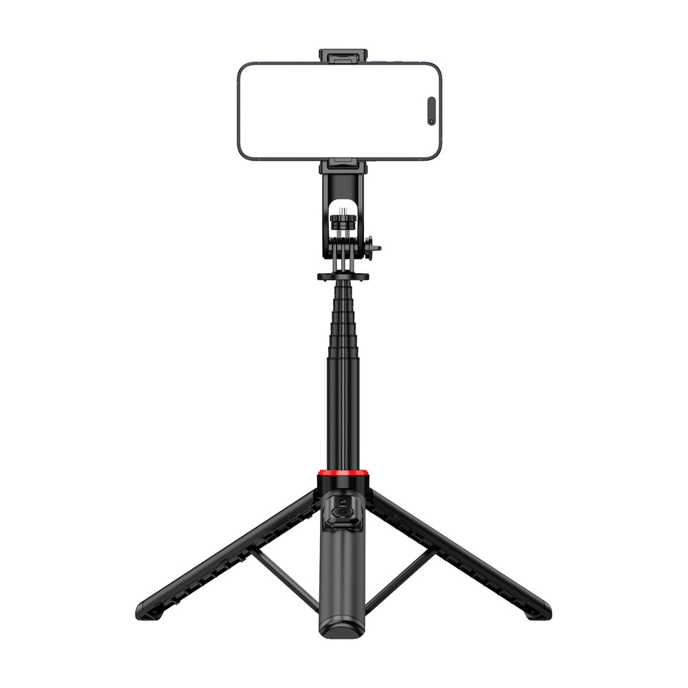 Selfie-stick WC1Y2S 1,3-meters teleskopisk stativ af aluminiumlegering med telefonholder - sort