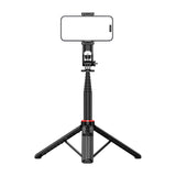 Selfie-stick WC1Y2S 1,3-meters teleskopisk stativ af aluminiumlegering med telefonholder - sort