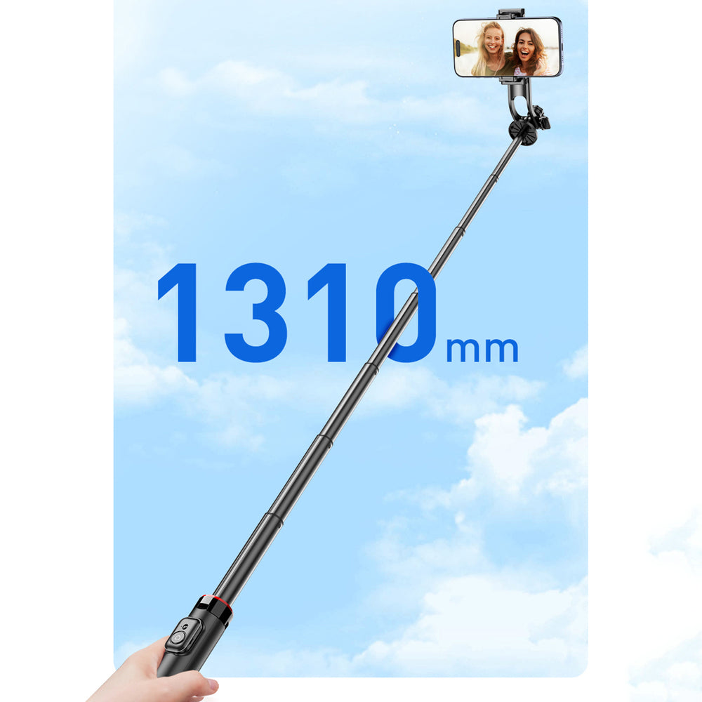 Selfie-stick WC1Y2S 1,3-meters teleskopisk stativ af aluminiumlegering med telefonholder - sort