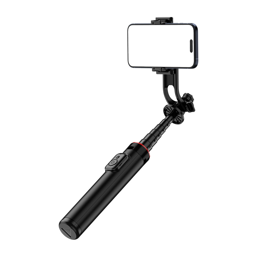 Selfie-stick WC1Y2S 1,3-meters teleskopisk stativ af aluminiumlegering med telefonholder - sort