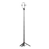 Selfie-stick WC12YDS 1,3-meters teleskopisk stativ af aluminiumlegering med dobbelt lampe og telefonholder - sort