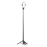 Selfie-stick WC12YDS 1,3-meters teleskopisk stativ af aluminiumlegering med dobbelt lampe og telefonholder - sort