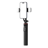 Selfie-stick WC12YDS 1,3-meters teleskopisk stativ af aluminiumlegering med dobbelt lampe og telefonholder - sort