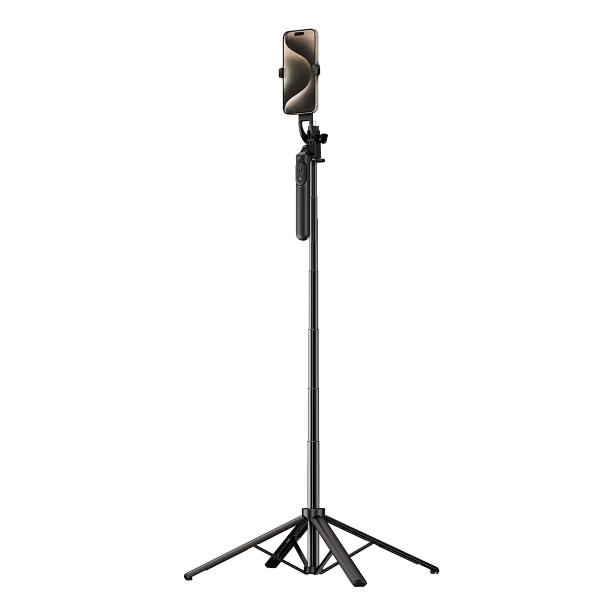 Selfie-stick WH181-Y1S 1,75 m teleskopisk stativ af aluminiumlegering med telefonholder - sort