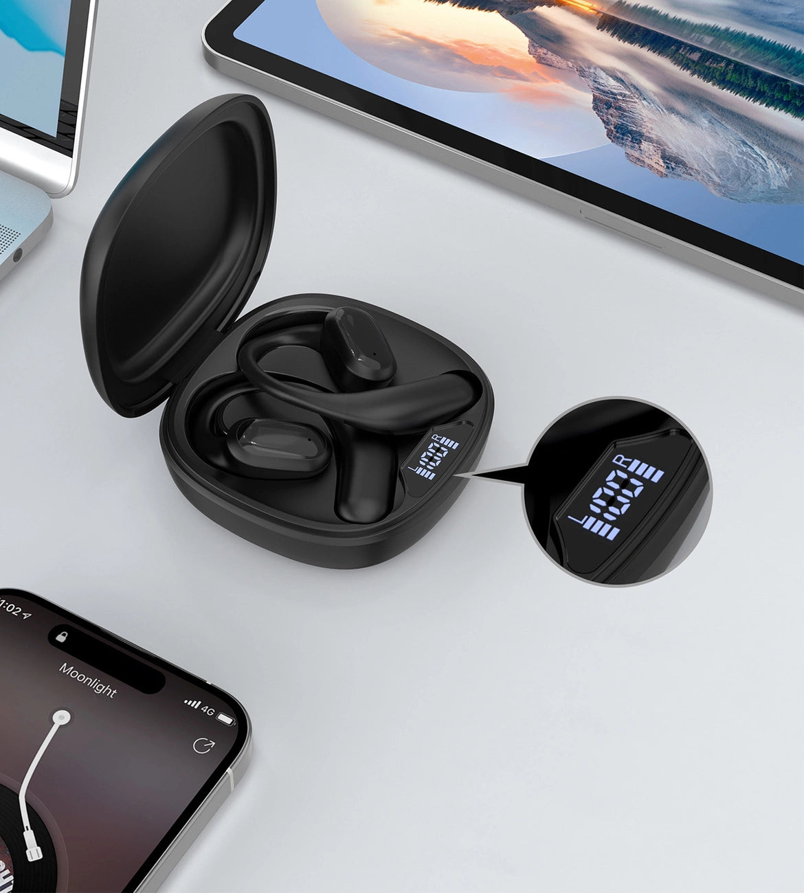 Choetech OWS trådløse TWS Bluetooth 5.3 hovedtelefoner - sort