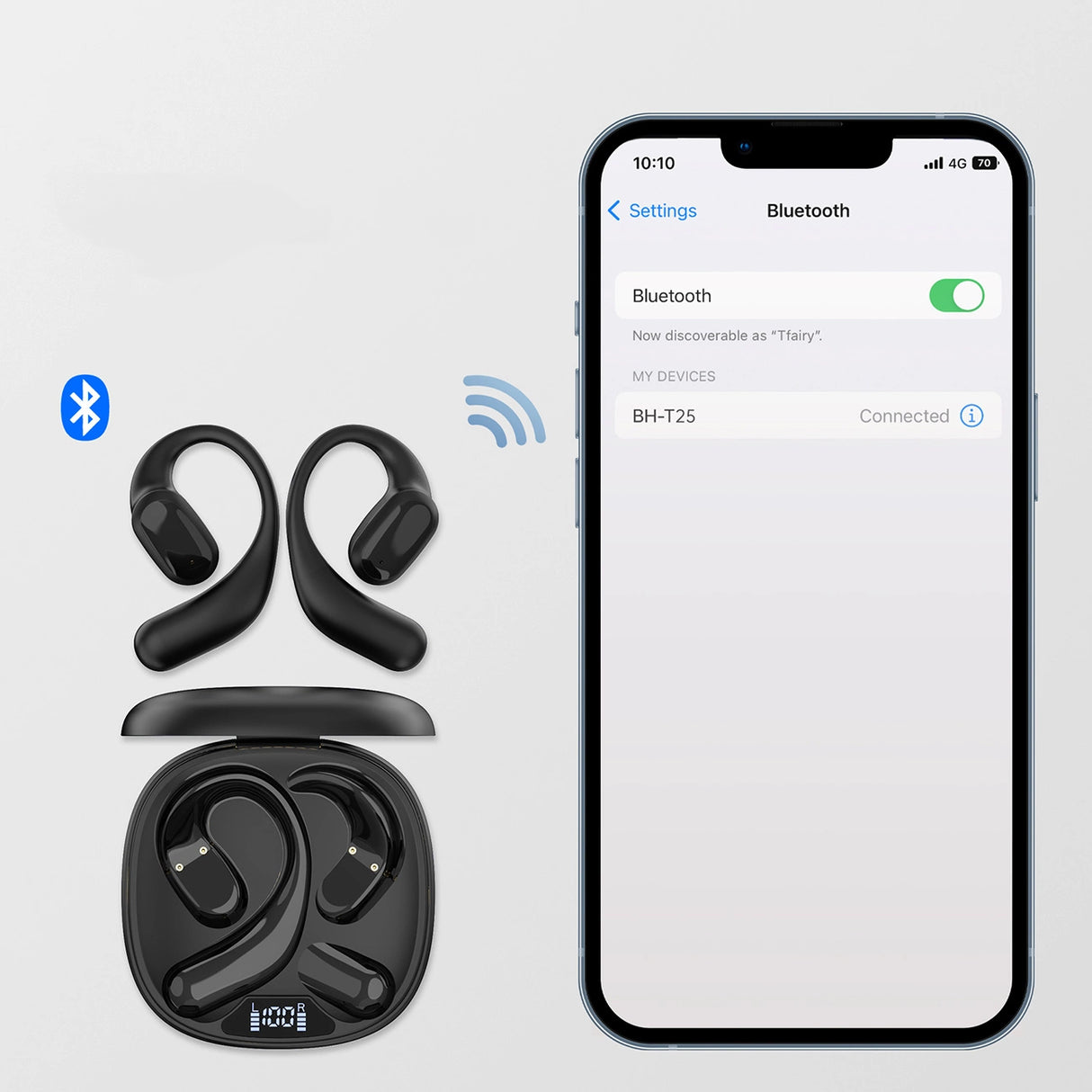 Choetech OWS trådløse TWS Bluetooth 5.3 hovedtelefoner - sort