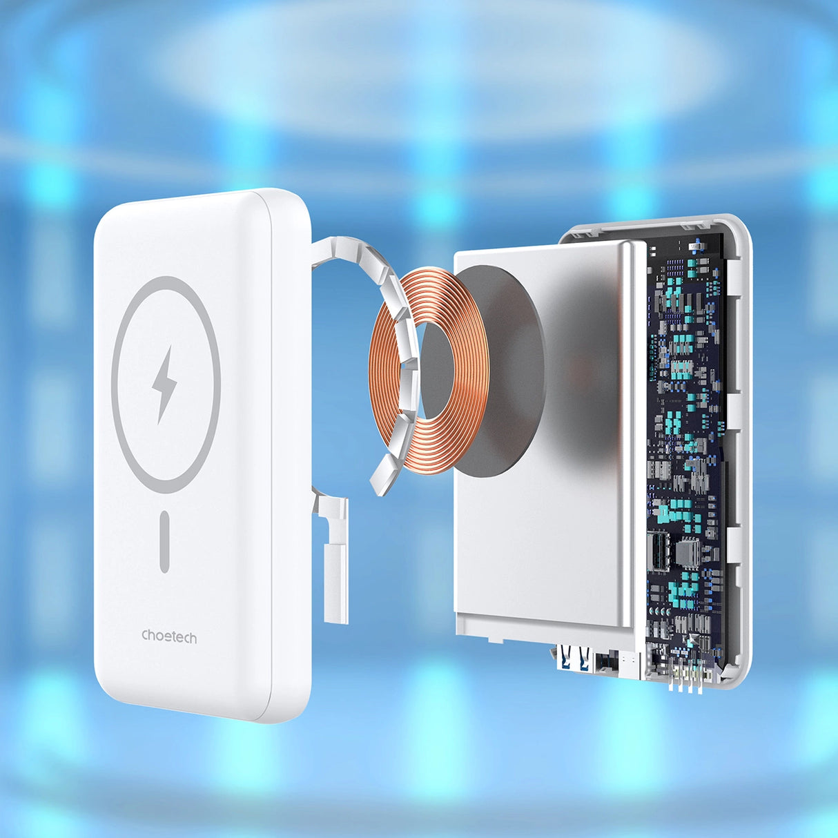 Powerbank Choetech B663 10000mAh 20W MagSafe USB-A / USB-C - hvid