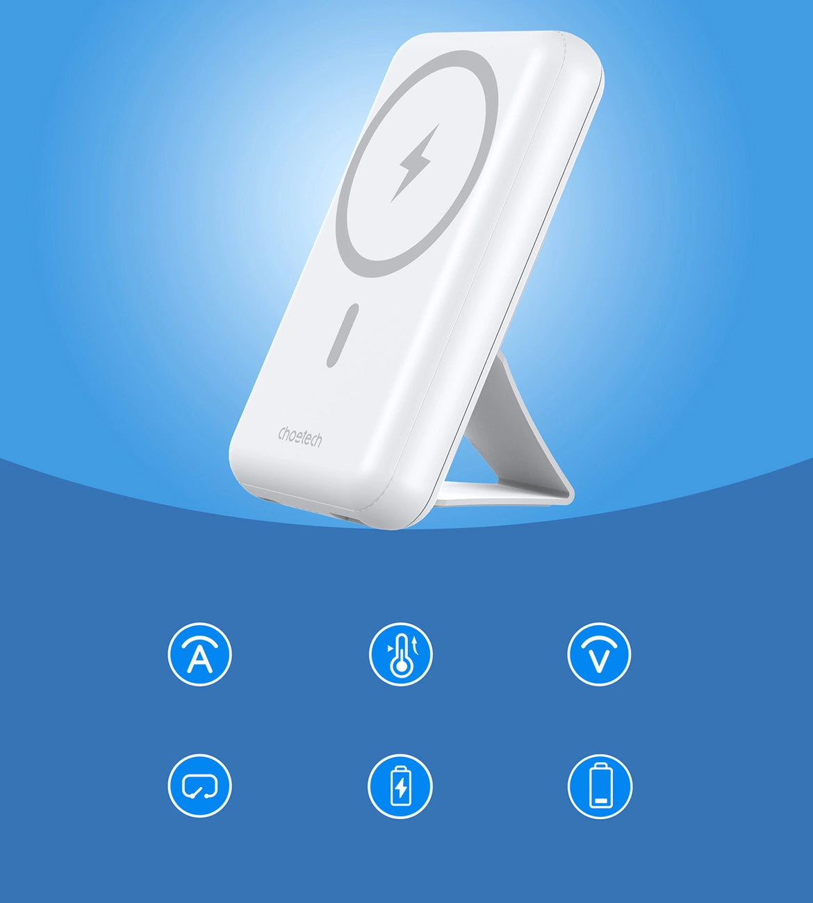 Powerbank Choetech B663 10000mAh 20W MagSafe USB-A / USB-C - hvid