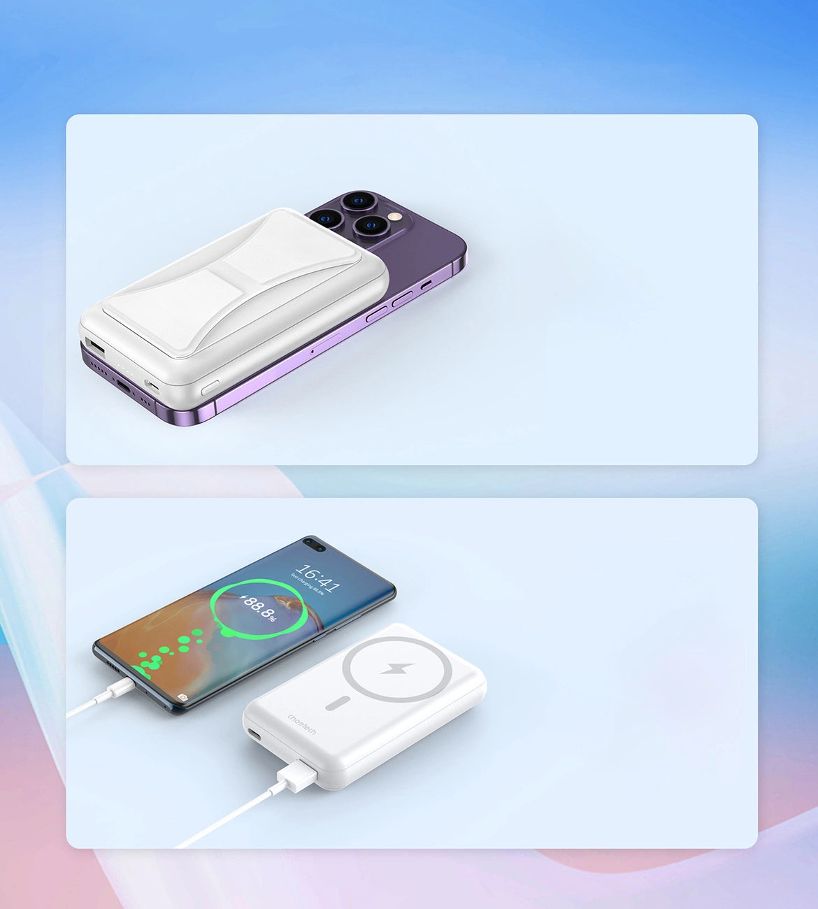 Powerbank Choetech B663 10000mAh 20W MagSafe USB-A / USB-C - hvid