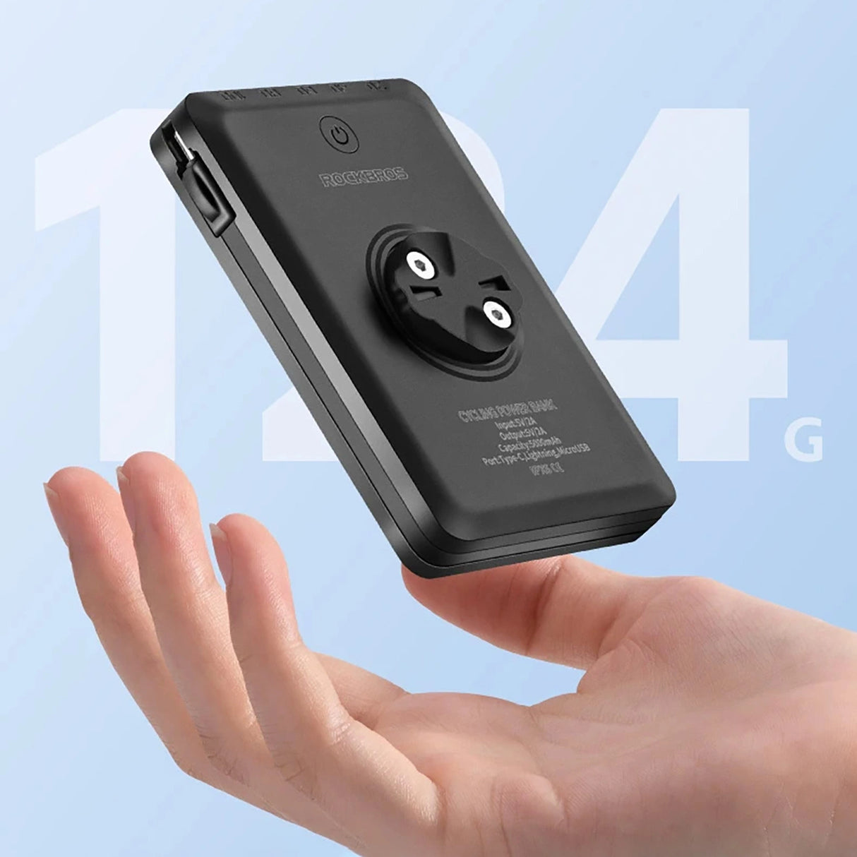Rockbros JP008 frontcykel lys til tæller med power bank 5000mAh 150lm IPX6 - sort